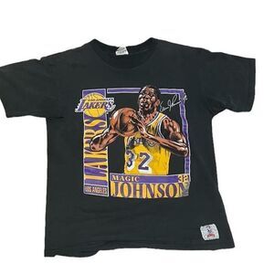 Vintage 1990s Classic Los Angeles Lakers Magic Johnson Nutmeg T Shirt